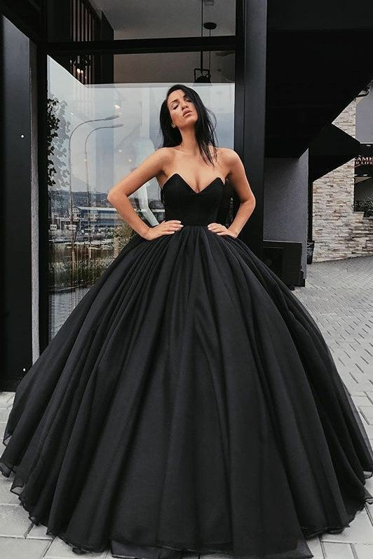 Black Tulle Ball Gown Prom Dresses with ...